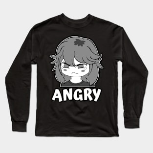 Funny Manga Angry Pout Face Little Girl Chibi Meme Long Sleeve T-Shirt